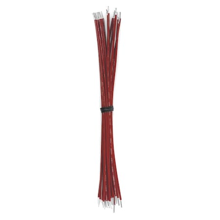 Cut And Stripped Wire, 16 AWG 600V-PVC, Stranded, Red 24in Leads, 100PK